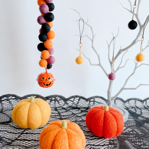 羊毛フェルトのハロウィンかぼちゃ その他インテリア雑貨 woolwool