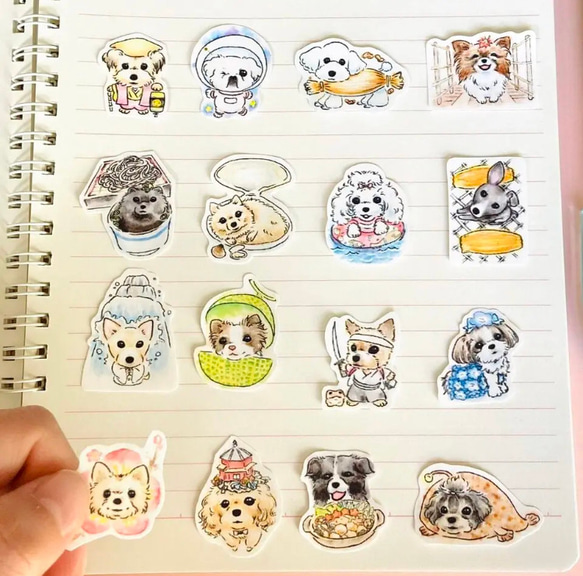 いばらき犬（けん）シール／茨城県の名物×ワンちゃんの水彩画にがおえ