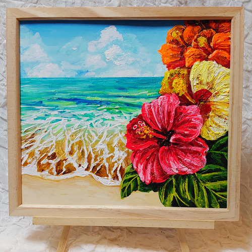 油絵 絵画【海とハイビスカス】 絵画 HR 通販 14514801 油絵 絵画【海とハイビスカス】 絵画 HR 通販 14514801