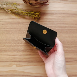 レザーミニ財布　本革　黒　ブラック　カード　コイン　ウォレット　革　ケース　トイプードル　刺繍　犬 8枚目の画像