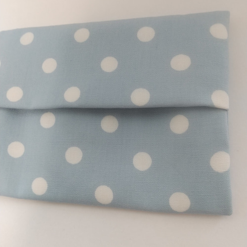 ☆ミニポケットティッシュケース 裏地つき ☆ドット ライトブルー
