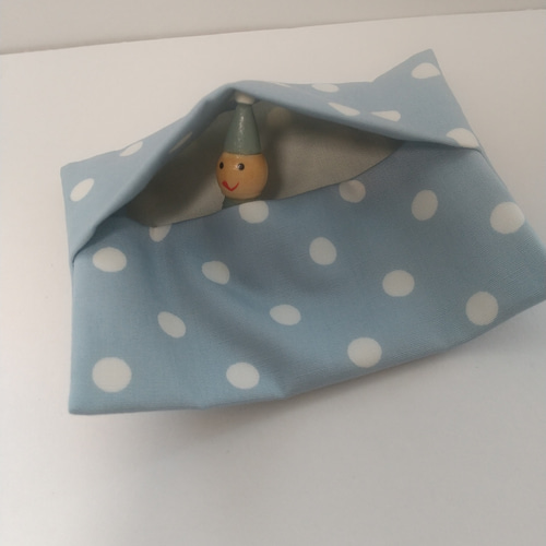 ☆ミニポケットティッシュケース 裏地つき ☆ドット ライトブルー