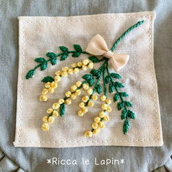 ミモザのフリル巾着【ライムグリーン】 5枚目の画像