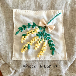 ミモザのフリル巾着【リネン】 5枚目の画像