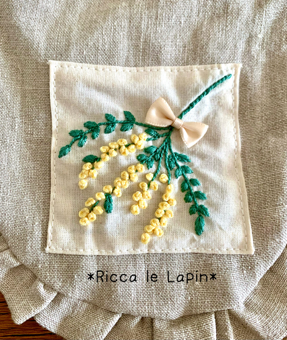 ミモザのフリル巾着【リネン】 5枚目の画像