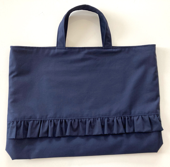 さくらんぼ紺色リボンチェックレッスンバッグ上履き袋受験入学入園