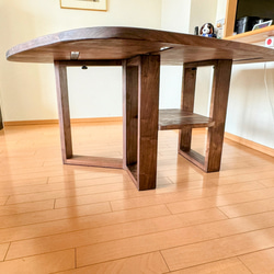 広葉樹154x113cmボックス脚無垢材変形テーブル(M21-1type) 3枚目の画像