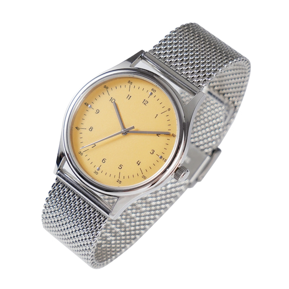 黃色簡約手錶 配米蘭帶 免運費 第2張的照片