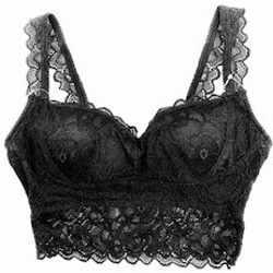 柔らかレース ノンワイヤーブラ ナイトブラ ブラック Mサイズ