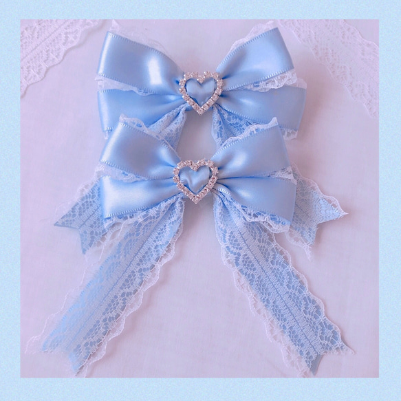 ♥即購入OK♥ハンドメイド レース サテン リボン ヘアクリップ白