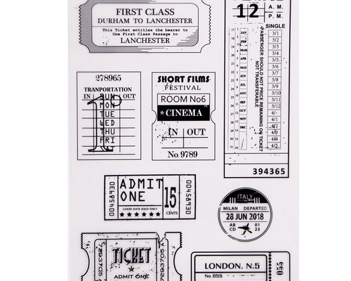 大判・エアーチケット飛行機【新品・未使用クリアスタンプ/アクリルスタンプ】 チケット クリア スタンプ シート クリアスタンプシート はんこ 【a