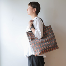 Hand block print kinchaku bag /sankaku・dia・indigocheck 5枚目の画像