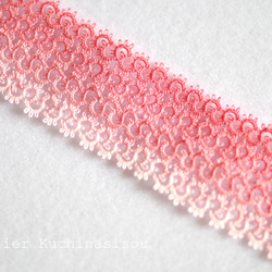 【訂做】【手染】梭織蕾絲捷克珠手鍊&lt;粉紅珊瑚&gt; 第4張的照片