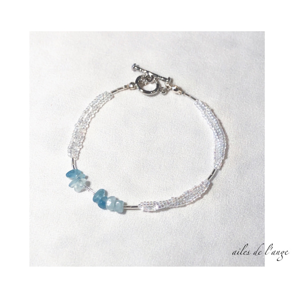 【SOLDOUT】no.894 -《aquamarine》 ＊ beads bracelet 2枚目の画像