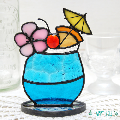 ヴィンテージ　ハチドリ　ハミングバード　アメリカ製　ステンドグラス　モビール　青 ステンドグラス サンキャッチャー 青い蝶 ～モルフォ～ | iichi 日々の