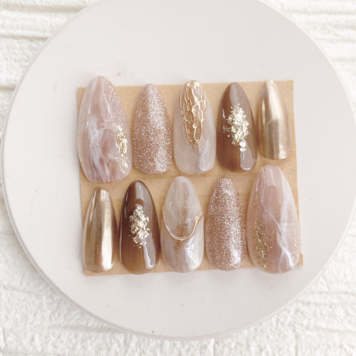 現品 サイズ変更不可 ネイルチップ ニュアンスネイル 成人式 卒業式 前  