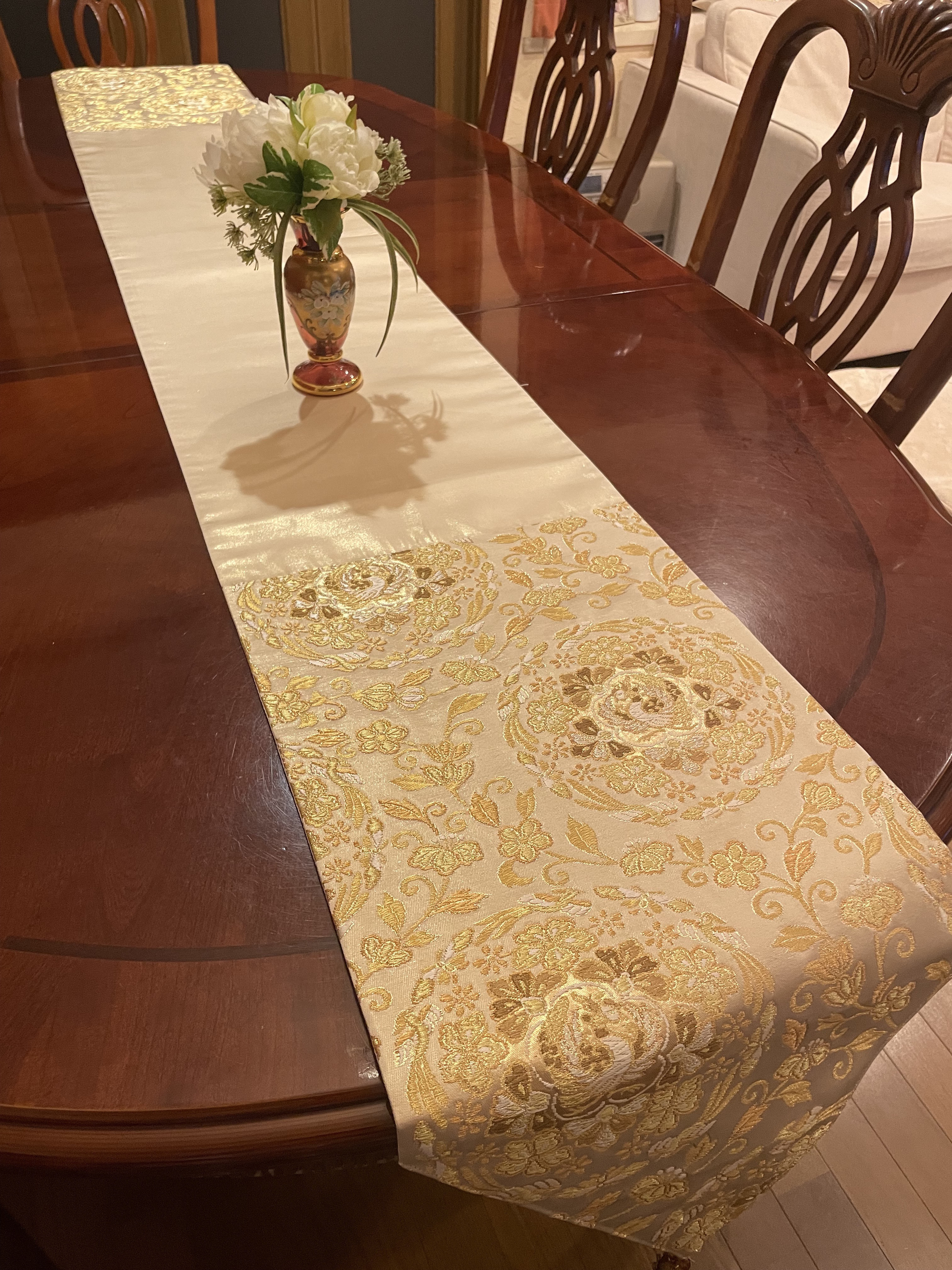 豪華刺繍 袋帯で作った正絹テーブルランナー帯リメイク1631