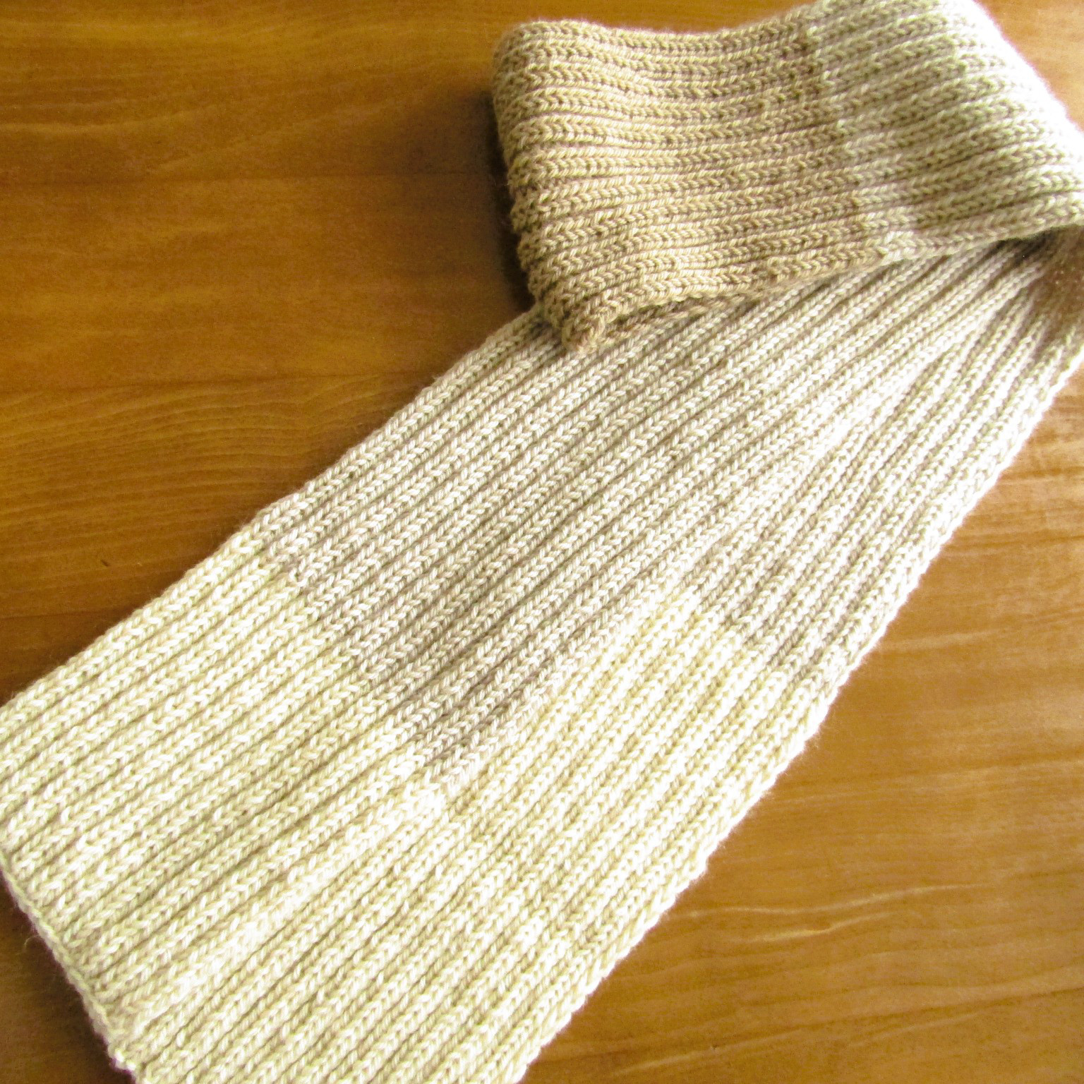 ❁手編み❁３色メリノウールマフラー(ベージュ系)