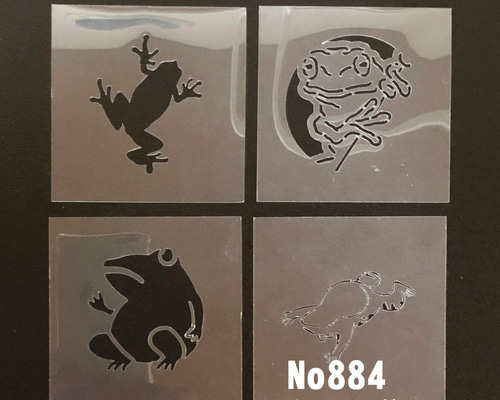 4枚セット カエル ステンシルシート 型紙図案 NO884 型紙 moji 通販
