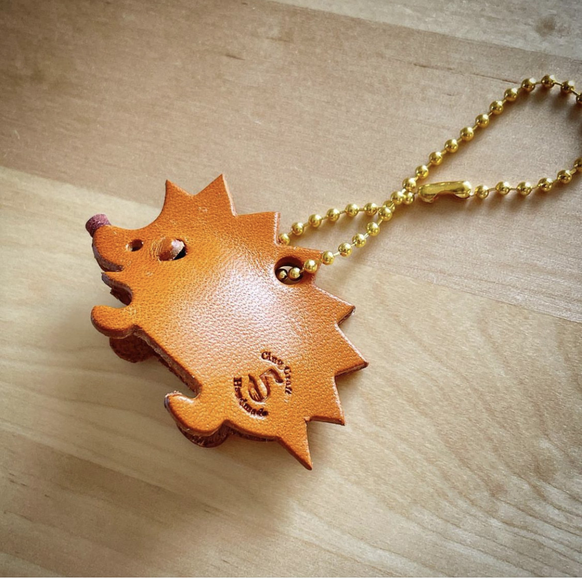 ブルー ブラウンレザー HERMES ハリネズミ チャーム