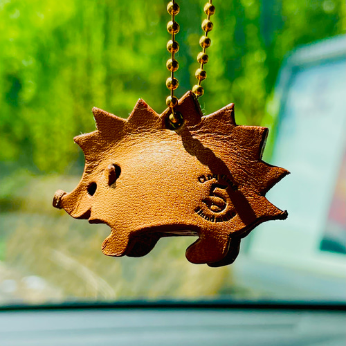 栃木レザーのハリネズミのチャーム バッグチャーム サンククラフト