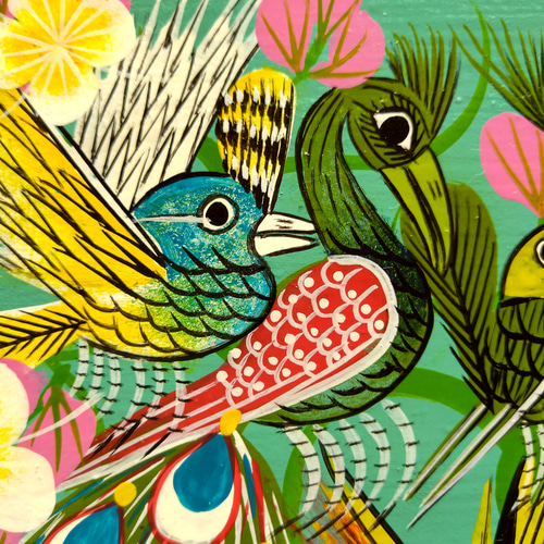 アフリカ絵画『 Peacocks and birds 2 』ティンガティンガ by アフリカ絵画『 Peacocks and birds 2 』ティンガティンガ by