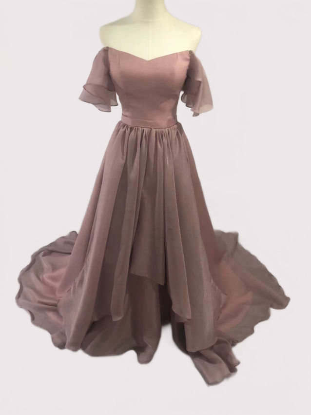 ウェディングドレス 薄ピンク カラードレス オフショル ラッフルフリル 可愛い 前撮り