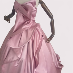 エレガント スタイリッシュ カラードレス　薄ピンク ノースリーブ 編み上げ 結婚式/披露宴/お呼ばれ/二次会/発表会など 8枚目の画像