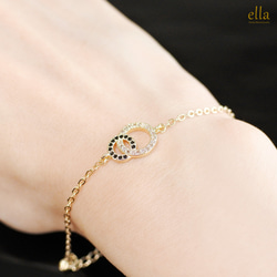 【専用です】♦︎14kgfブレスレット２点 新作[14kgf]バイカラー CZ ダブルリング ブレスレット、サークル