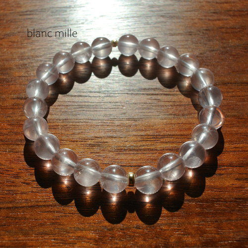 水晶と18金薔薇ビーズのブレスレット 水晶と18金薔薇ビーズのブレスレット