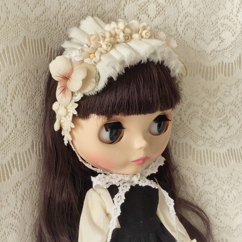 ビスクドール アンティーク 布花 ヘッドドレス