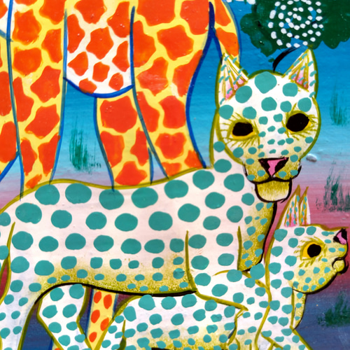 アフリカ絵画『 Animals / Rainbow 2 』ティンガティンガ by