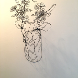 ワイヤーアート　ワイヤークラフト  鹿flower マーガレットシカ【受注制作】 7枚目の画像