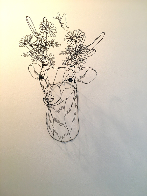 ワイヤーアート　ワイヤークラフト  鹿flower マーガレットシカ【受注制作】 7枚目の画像