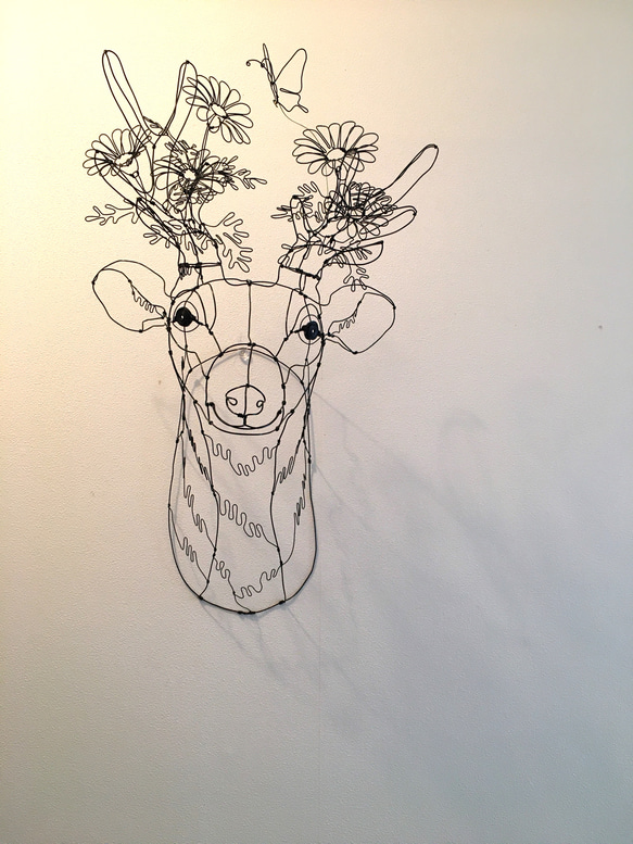 ワイヤーアート　ワイヤークラフト  鹿flower マーガレットシカ【受注制作】 6枚目の画像