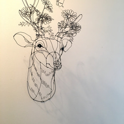 ワイヤーアート　ワイヤークラフト  鹿flower マーガレットシカ【受注制作】 5枚目の画像