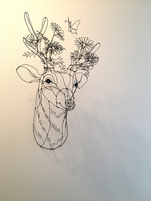 ワイヤーアート　ワイヤークラフト  鹿flower マーガレットシカ【受注制作】 5枚目の画像