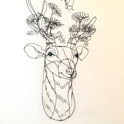 ワイヤーアート　ワイヤークラフト  鹿flower マーガレットシカ【受注制作】 3枚目の画像