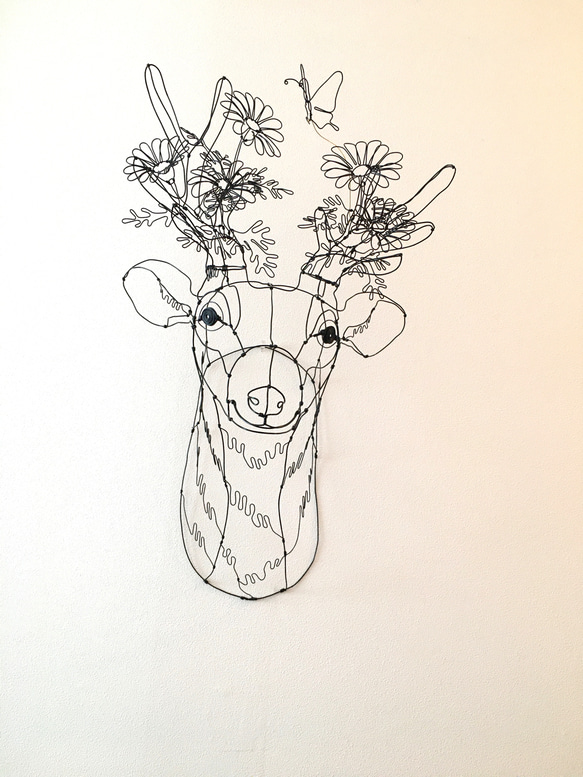 ワイヤーアート　ワイヤークラフト  鹿flower マーガレットシカ【受注制作】 4枚目の画像