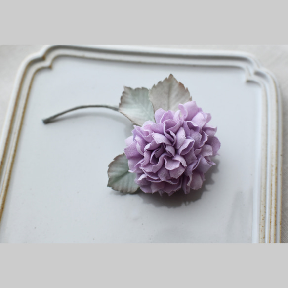 【布花】小さな紫陽花のコサージュ（ピンクパープル）/一点物 3枚目の画像
