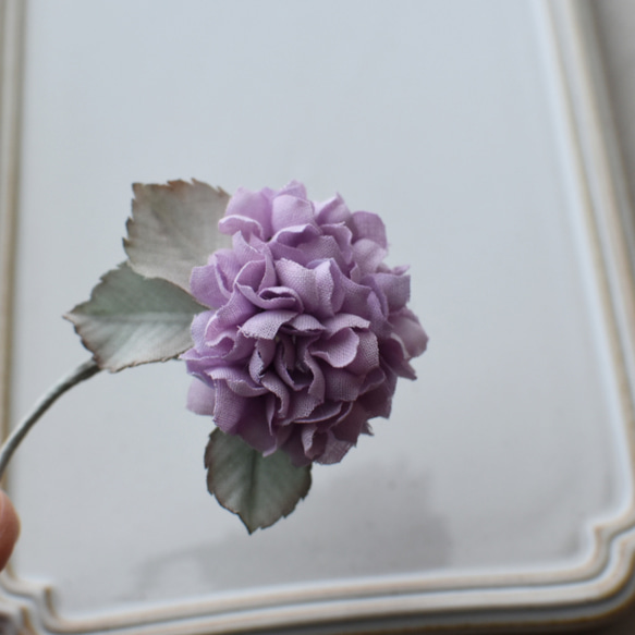 【布花】小さな紫陽花のコサージュ（ピンクパープル）/一点物 4枚目の画像