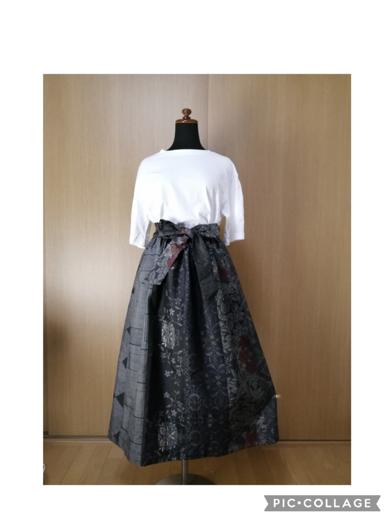 SOLD　着物リメイク　ギャザースカート　大島紬