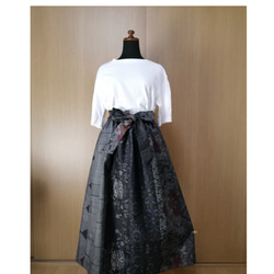 SOLD 着物リメイク ギャザースカート 大島紬 ロングスカート