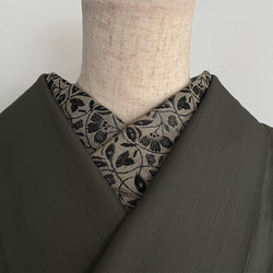 陰陽 更紗の紋織 2way 半衿 ハンドメイド半襟 リバーシブル ボタニカル 3枚目の画像