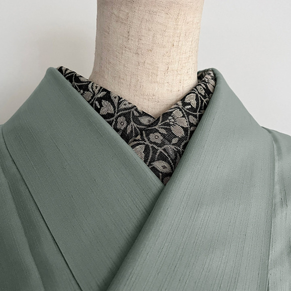 陰陽 更紗の紋織 2way 半衿 ハンドメイド半襟 リバーシブル ボタニカル 4枚目の画像