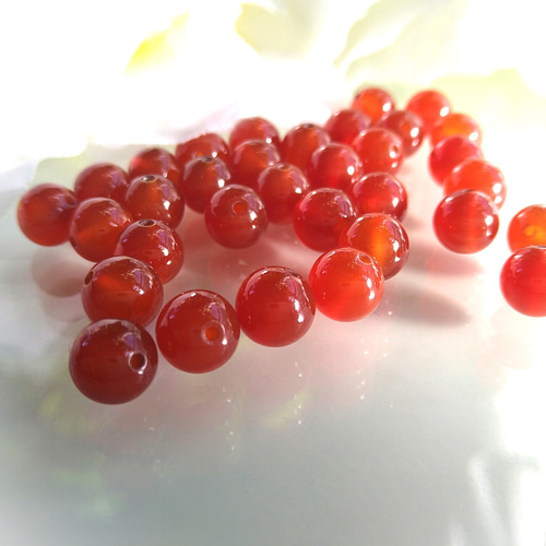 6～18mm 無染色 カーネリアン 赤／マルチカラー 天然石 丸玉 ラウンド