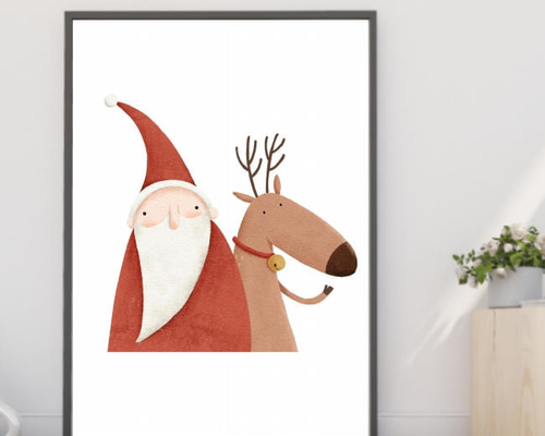 かわいいイラスト　ポスター　かわいい　A4サイズ　イラストポスター　サンタ aab55c8da16c2fc9196b6c6f3a87f4