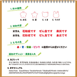 花粉症 ぜん息 鼻炎 キーホルダー ストラップ 木の名札 名入れ デザイン確認ok 普通郵便送料無料 4枚目の画像