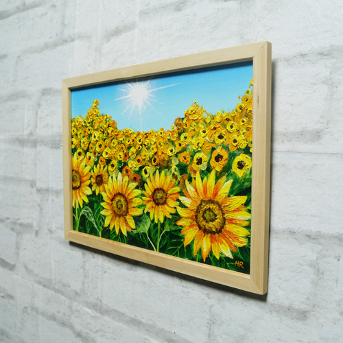 油絵 油彩 油彩画 絵 絵画 【太陽とひまわり畑】 絵画 HR 通販