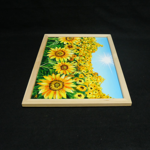 油絵 油彩 油彩画 絵 絵画 【太陽とひまわり畑】 絵画 HR 通販